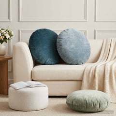 vidaXL Cushion Cover 6 pcs HEERLEN Green Ø 50 cm Chenille Fabric 1