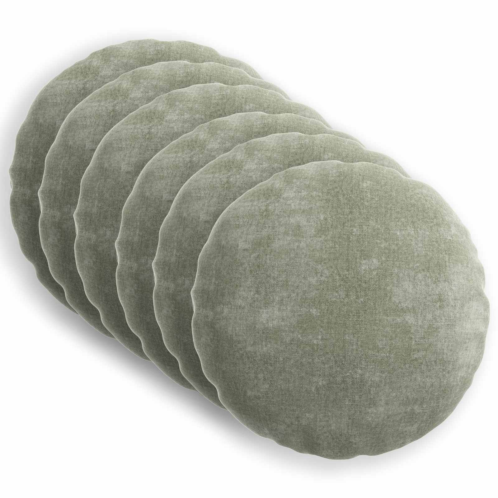 vidaXL Cushion Cover 6 pcs HEERLEN Green Ø 50 cm Chenille Fabric 2