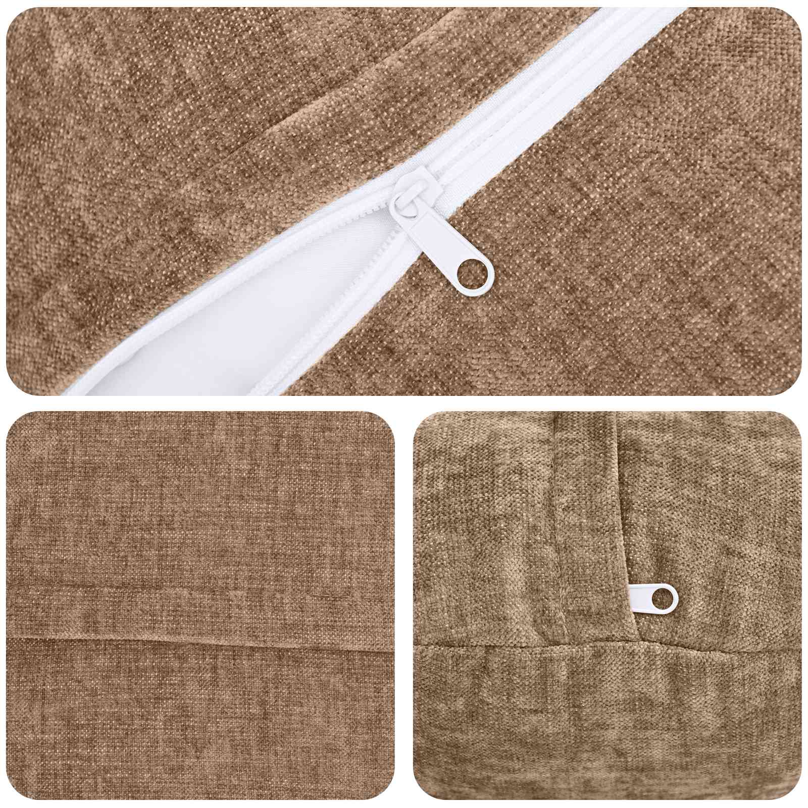 vidaXL Cushion Cover 6 pcs HEERLEN Brown Ø 50 cm Chenille Fabric 6