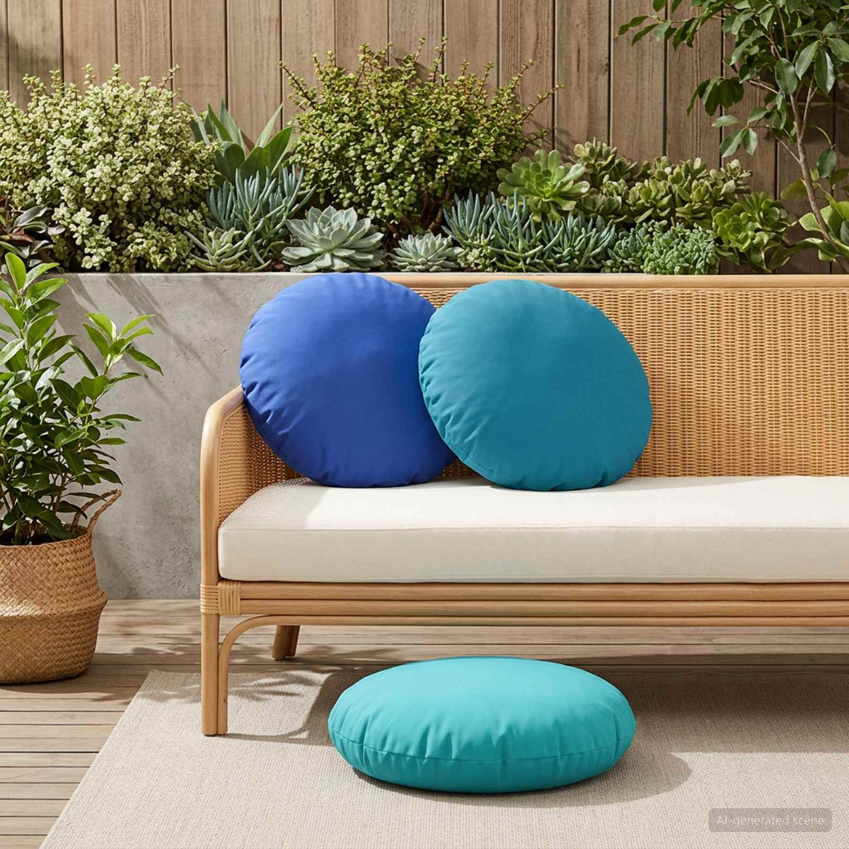 vidaXL Throw Pillow 2 pcs HEERLEN Royal Blue Dia. 60 cm Polyester 1