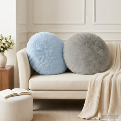 vidaXL Cushion Cover 6 pcs HEERLEN Light Grey Ø 60 cm Faux Rabbit Fur 1