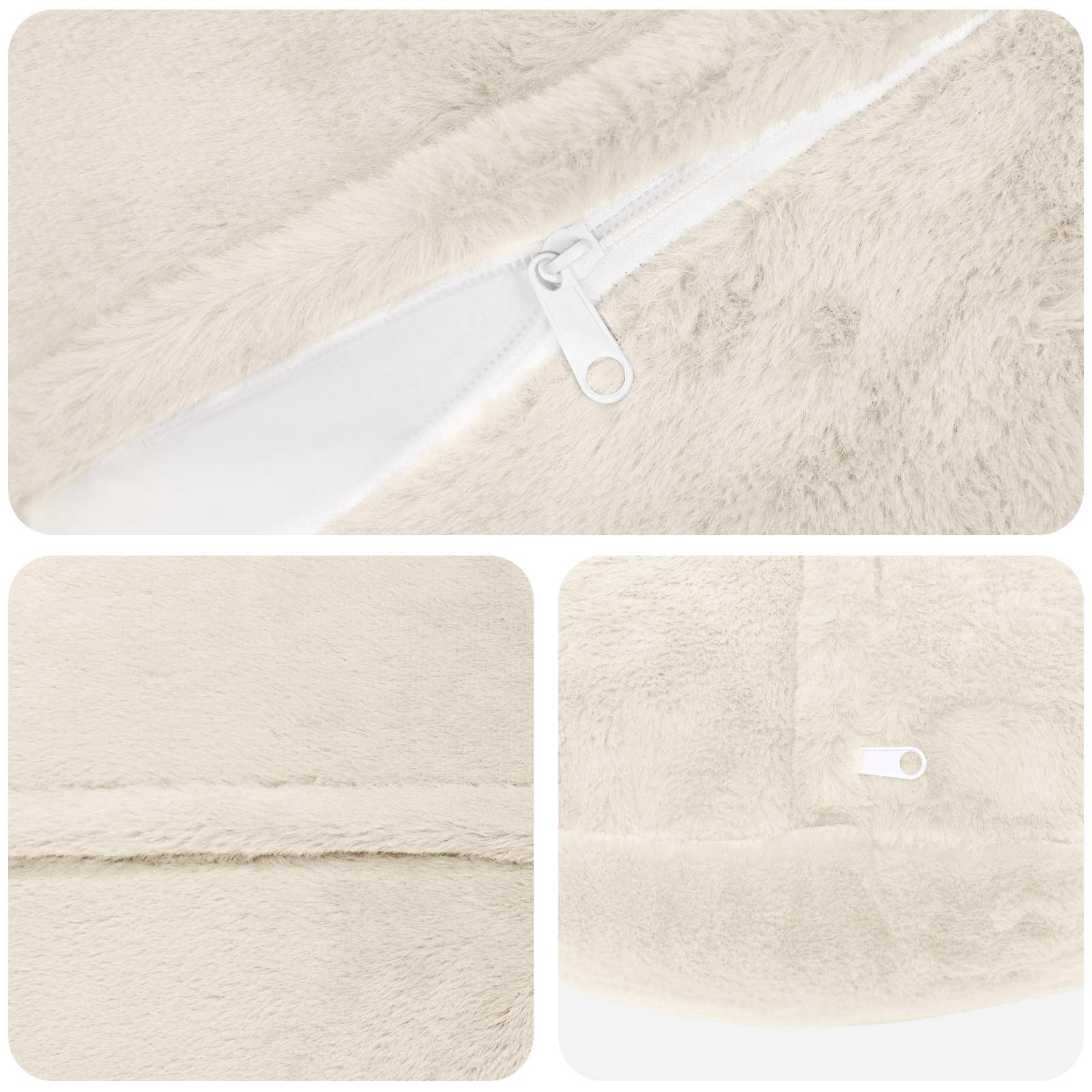 vidaXL Cushion Cover 6 pcs HEERLEN White Ø 60 cm Faux Rabbit Fur 5