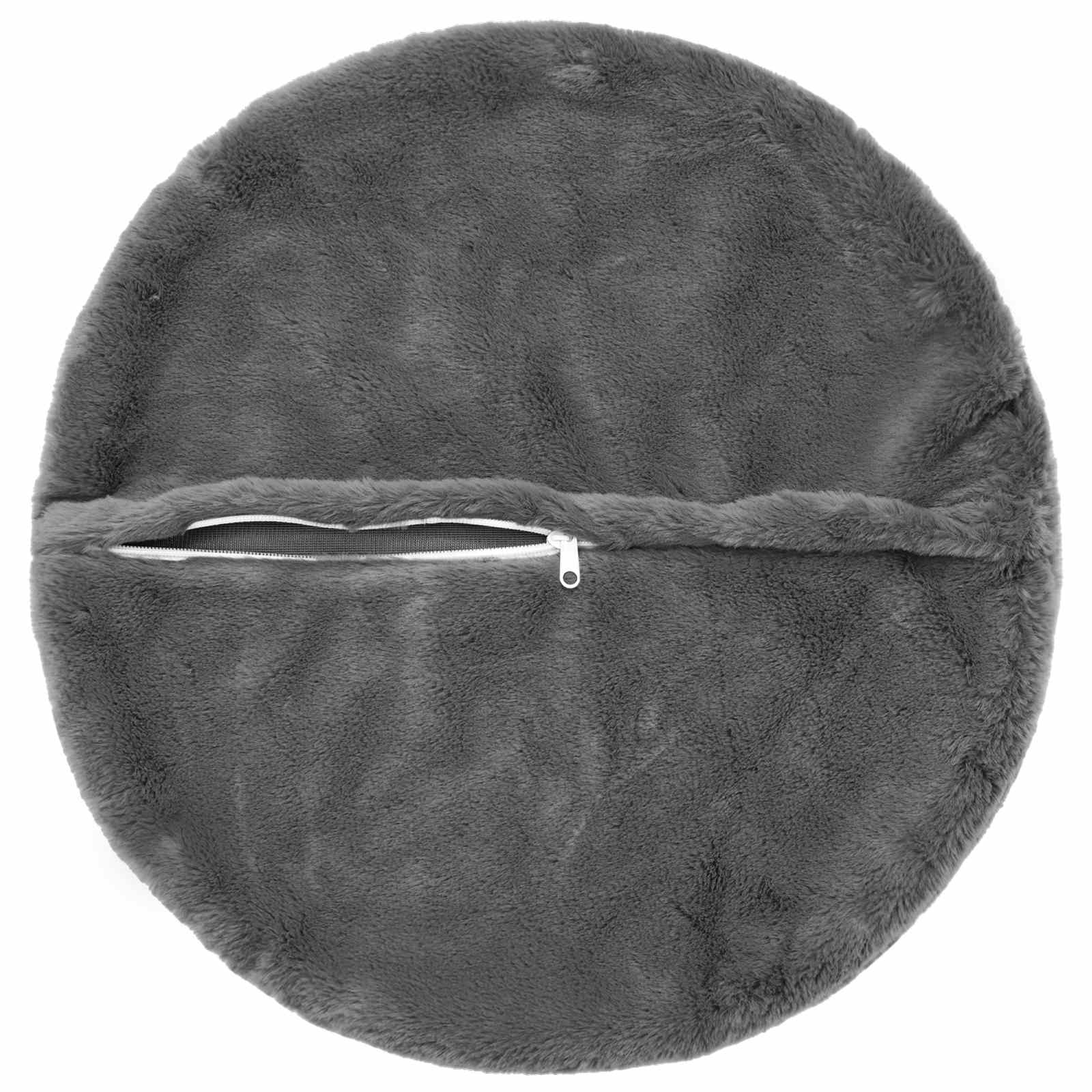 vidaXL Cushion Cover 6 pcs HEERLEN Dark Grey Ø 60 cm Faux Rabbit Fur 4
