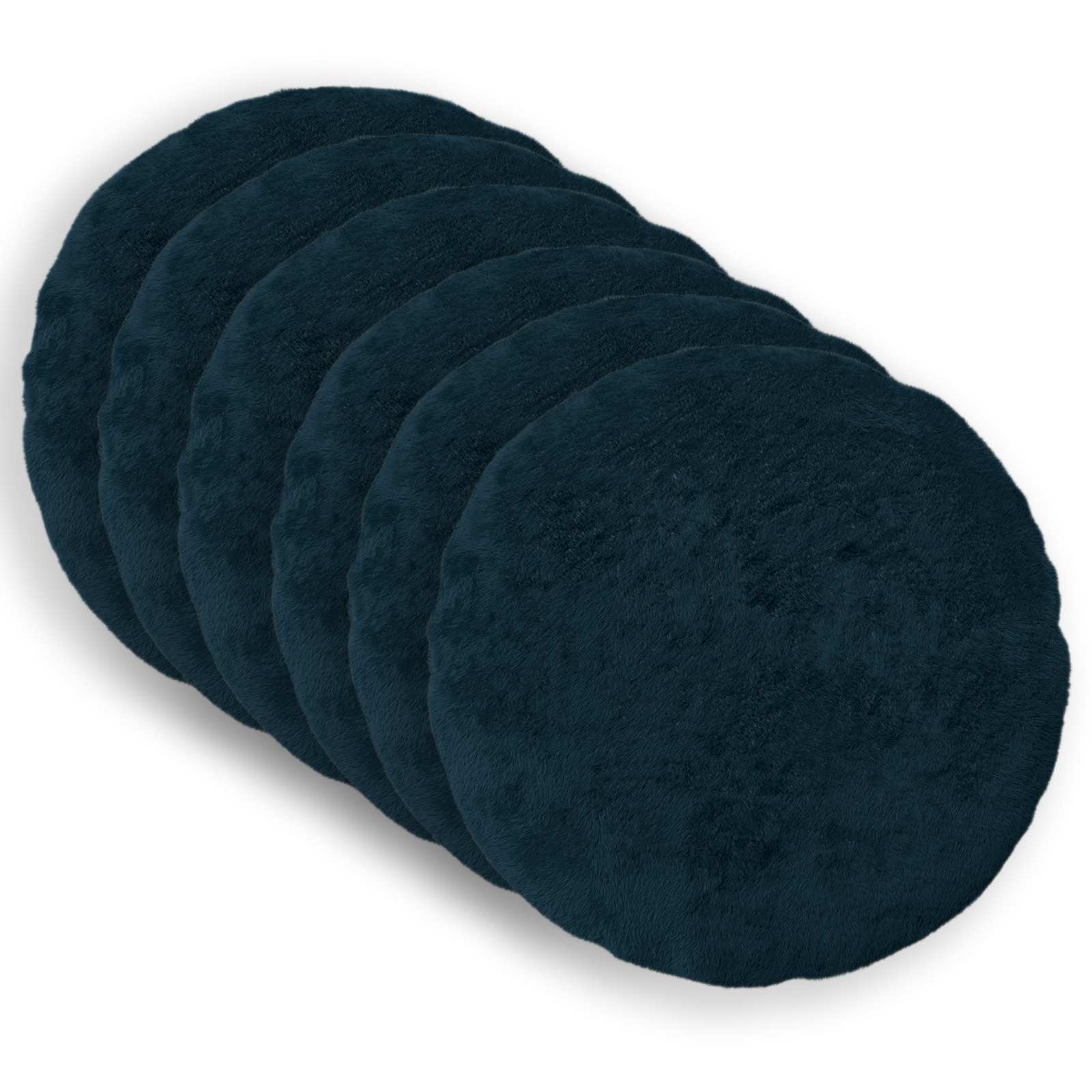 vidaXL Cushion Cover 6 pcs HEERLEN Navy Blue Ø 60 cm Faux Rabbit Fur 2