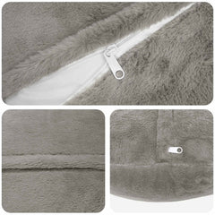 vidaXL Cushion Cover 6 pcs HEERLEN Light Grey Ø 60 cm Faux Rabbit Fur 5