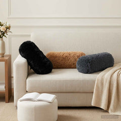 vidaXL Cushion with Pillow HEERLEN 6 pcs Black PV Fleece 1