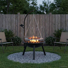 vidaXL Fire Pit with Adjustable Grill Grate ⌀55.5 x 107.5 cm Steel 1