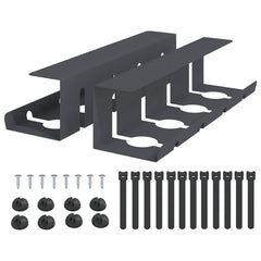 vidaXL Under Desk Cable Management Tray 2 pcs Anthracite 2