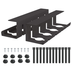 vidaXL Under Desk Cable Management Tray 2 pcs Black 43 x 12 x 10 cm 2