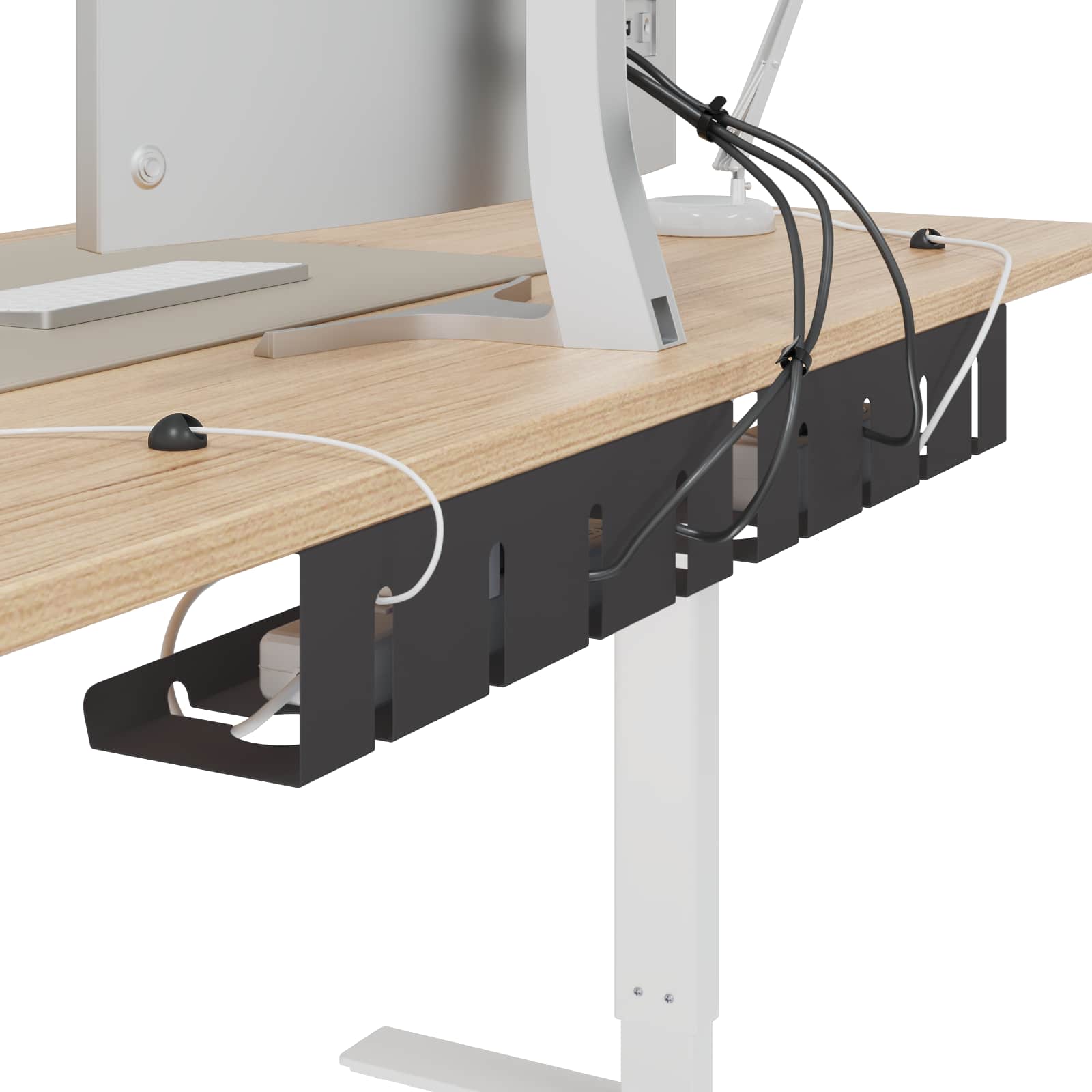 vidaXL Under Desk Cable Management Tray 2 pcs Black 43 x 12 x 10 cm 3