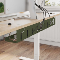 vidaXL Under Desk Cable Management Tray 2 pcs Olive Green 1