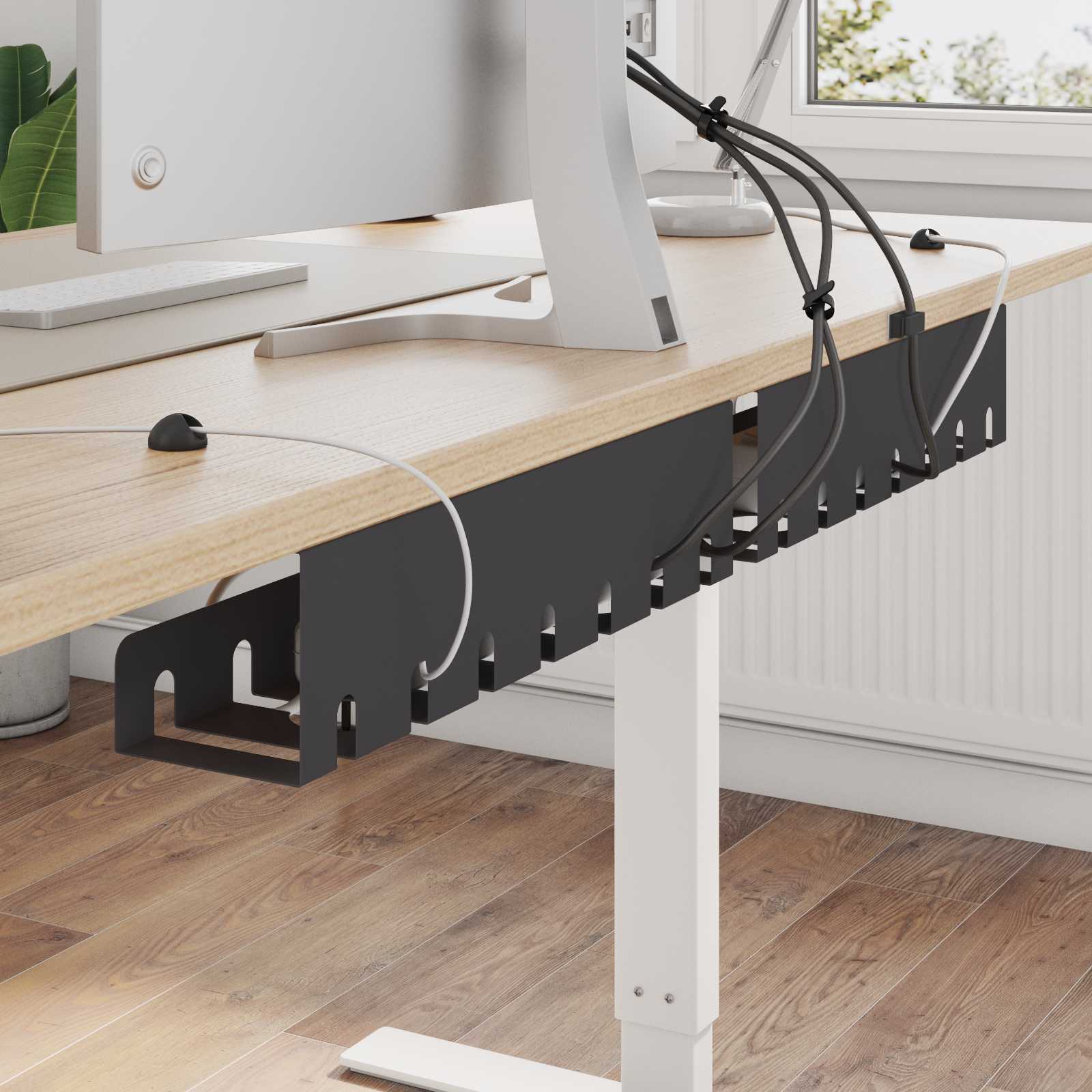 vidaXL Under Desk Cable Management Tray 2 pcs Black 43 x 10 x 10 cm 1