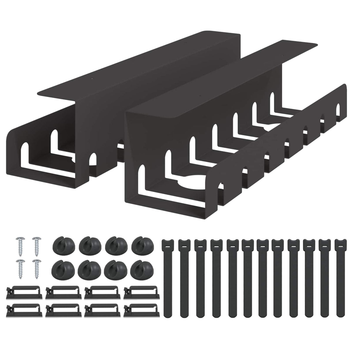 Under Desk Cable Management Tray 2 pcs Black