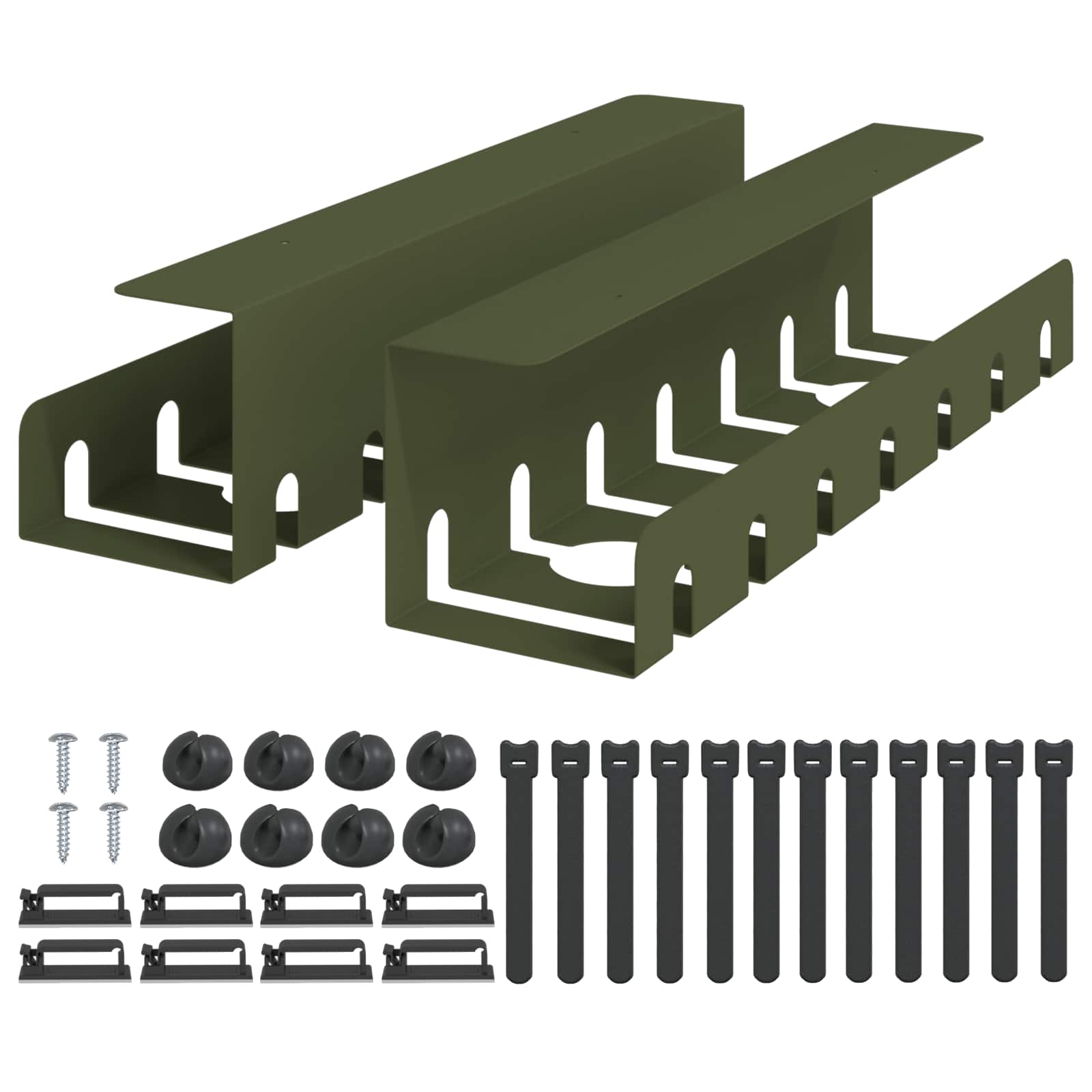 vidaXL Under Desk Cable Management Tray 2 pcs Olive Green 2