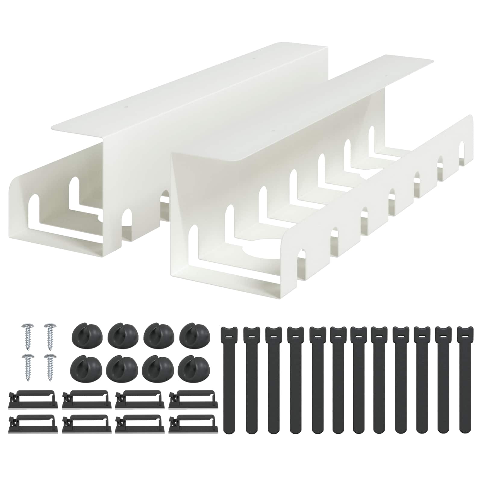 vidaXL Under Desk Cable Management Tray 2 pcs White 43 x 10 x 10 cm 2