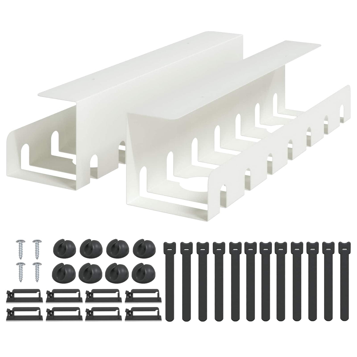 Under Desk Cable Management Tray 2 pcs White