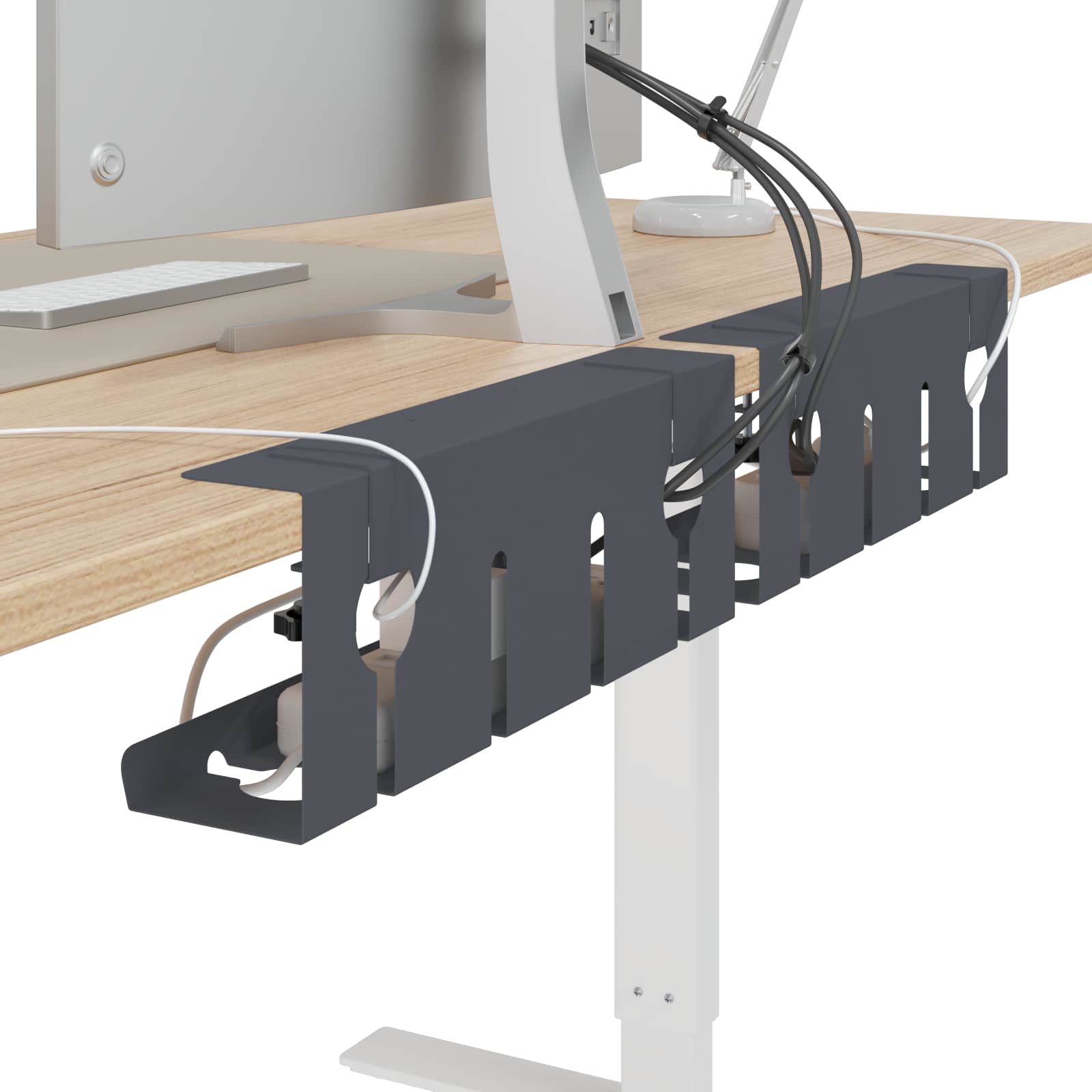 vidaXL Under Desk Cable Management Tray 2 pcs Anthracite 3