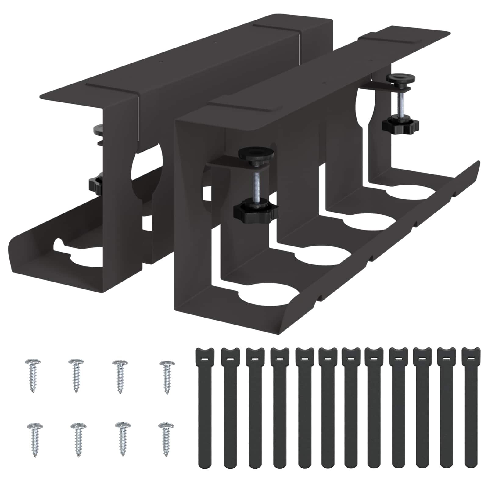 vidaXL Under Desk Cable Management Tray 2 pcs Black 43 x 10 x 15 cm 2
