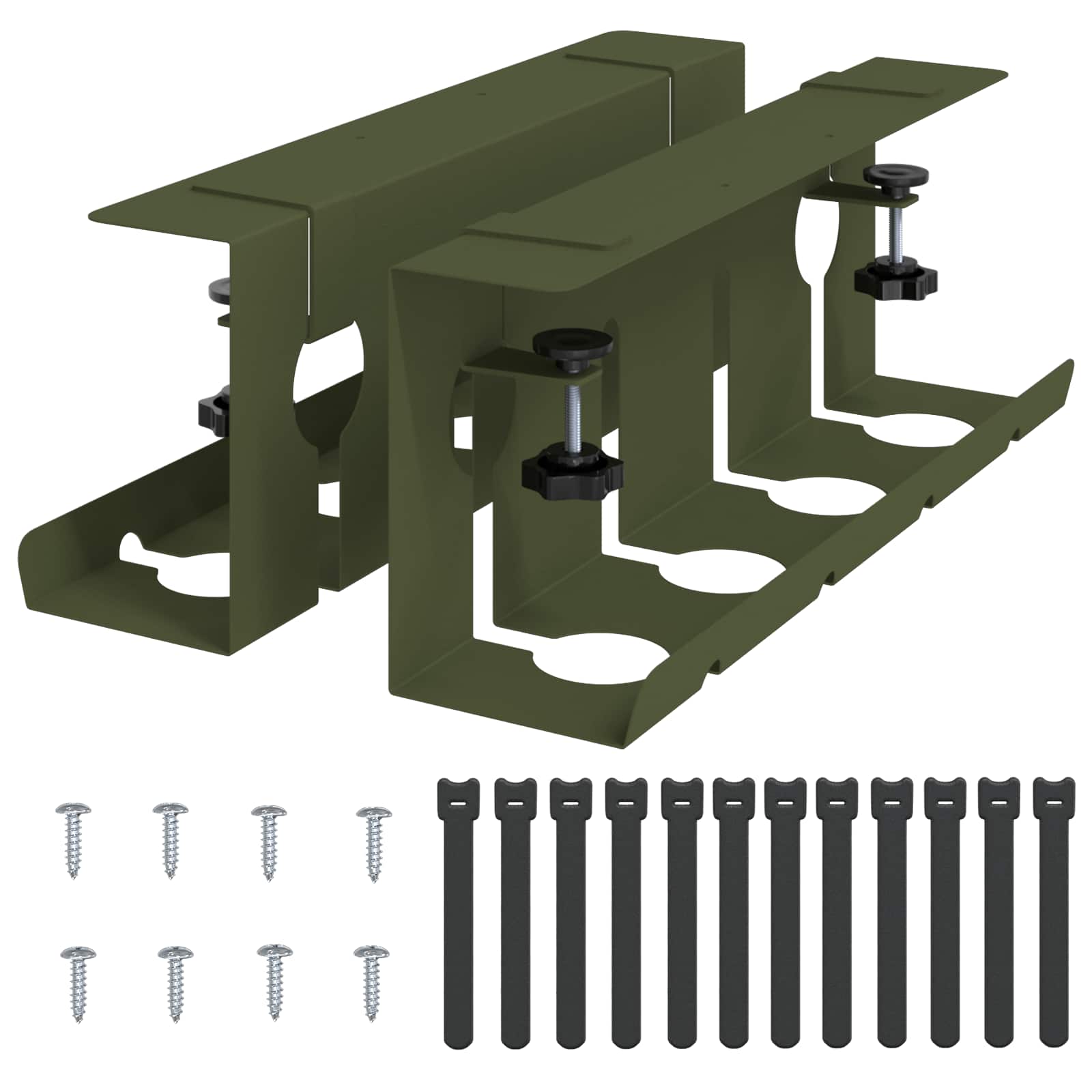 vidaXL Under Desk Cable Management Tray 2 pcs Olive Green 2