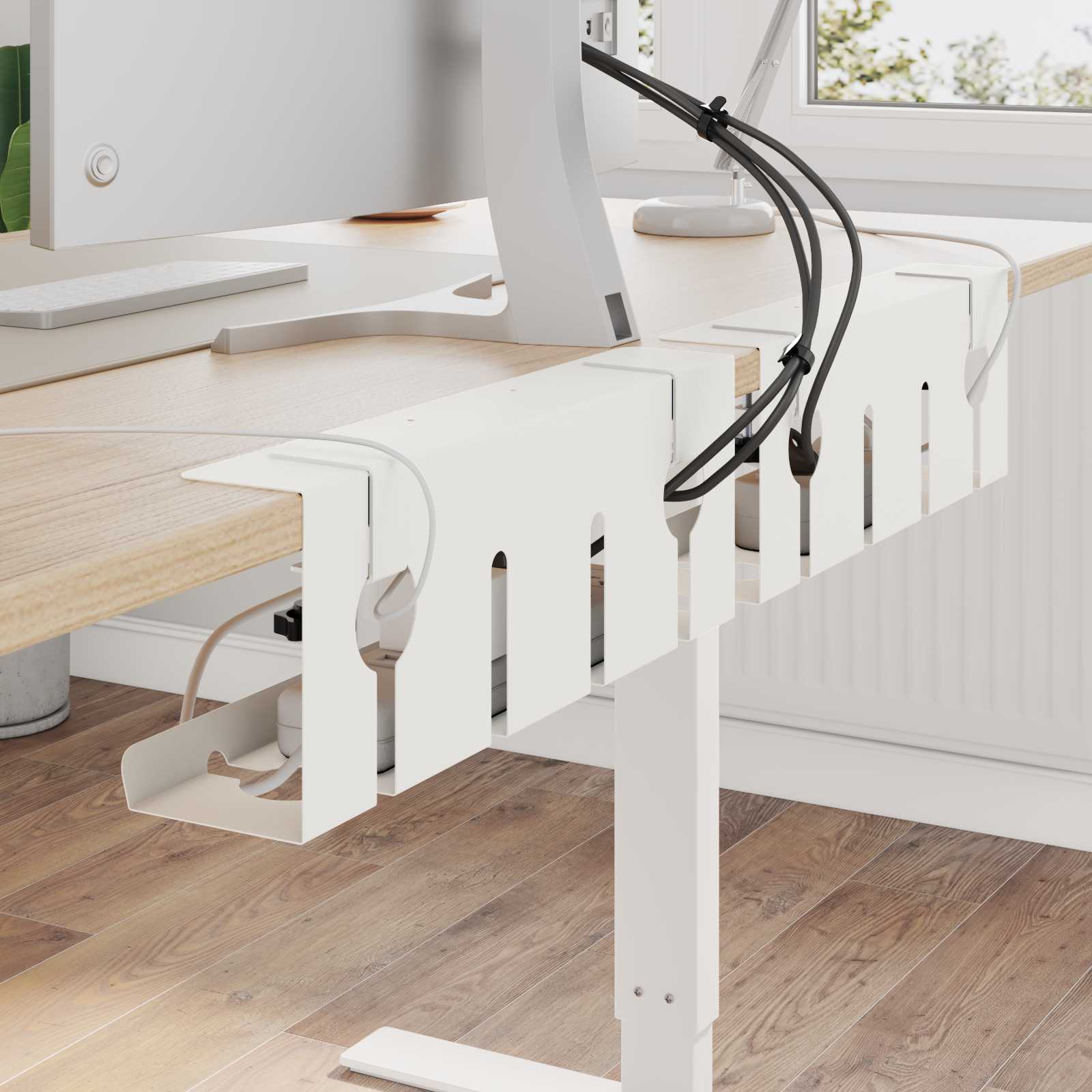 vidaXL Under Desk Cable Management Tray 2 pcs White 43 x 10 x 15 cm 1