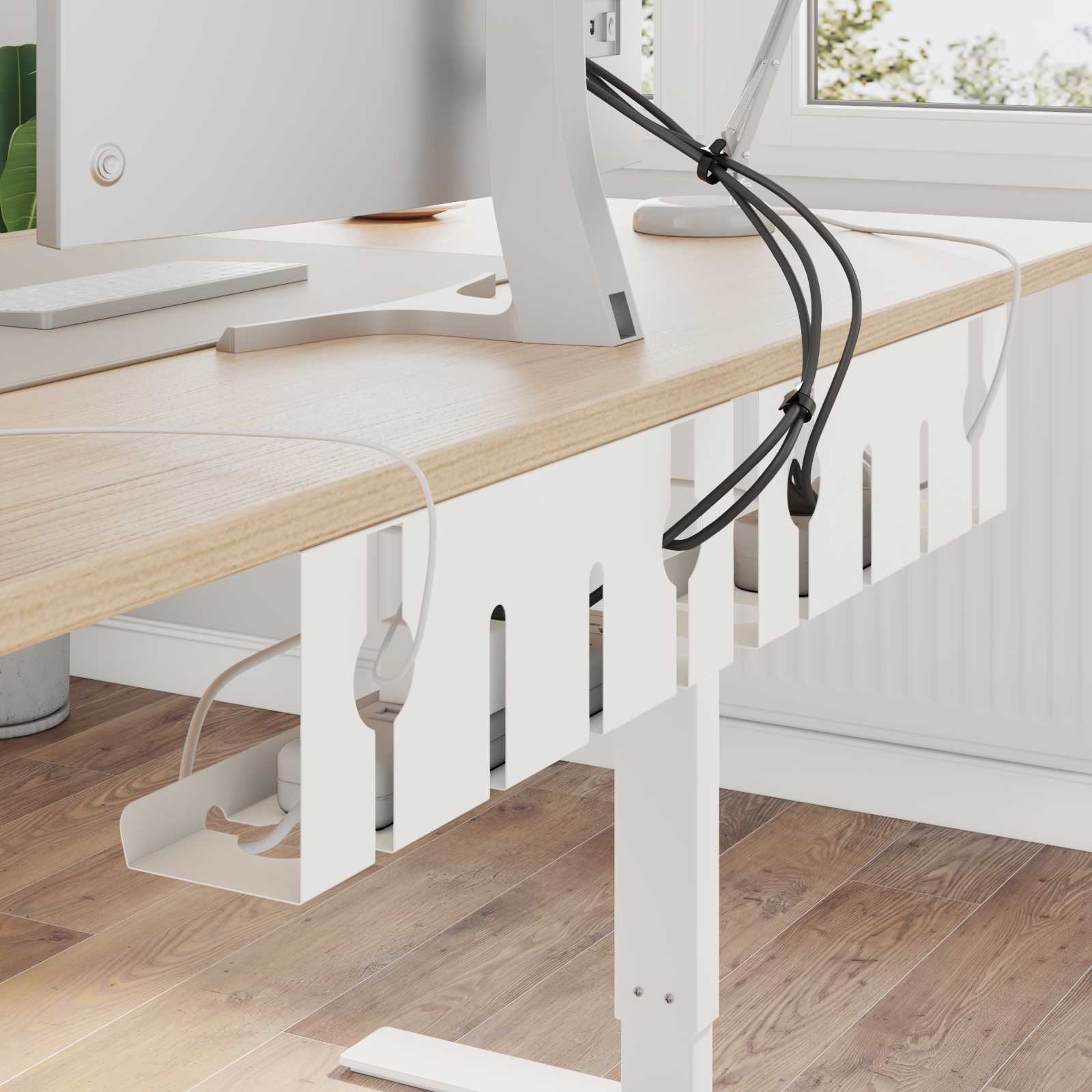 vidaXL Under Desk Cable Management Tray 2 pcs White 43 x 10 x 15 cm 4