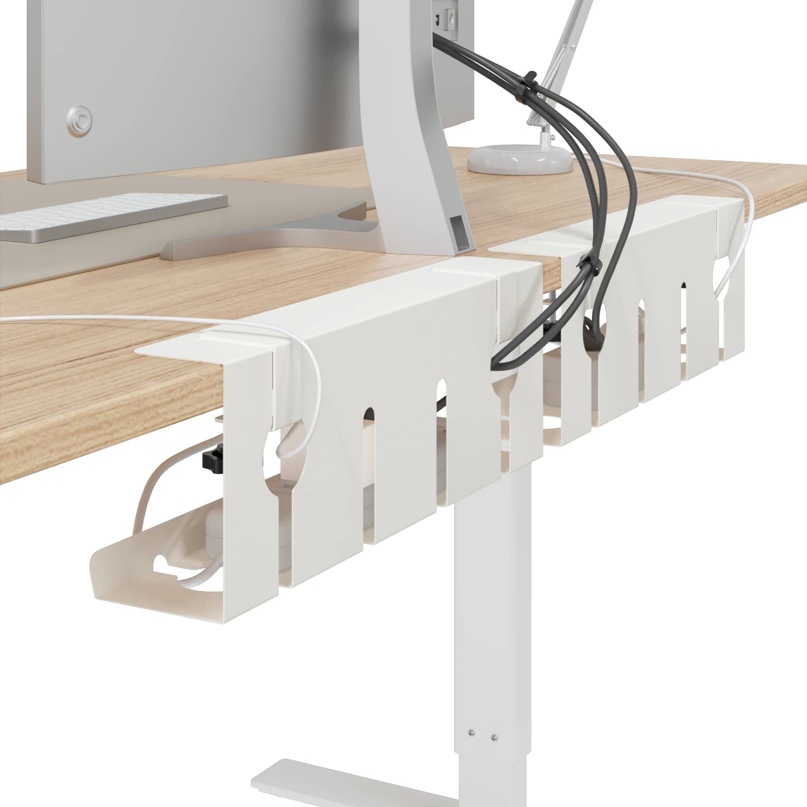 vidaXL Under Desk Cable Management Tray 2 pcs White 43 x 10 x 15 cm 3