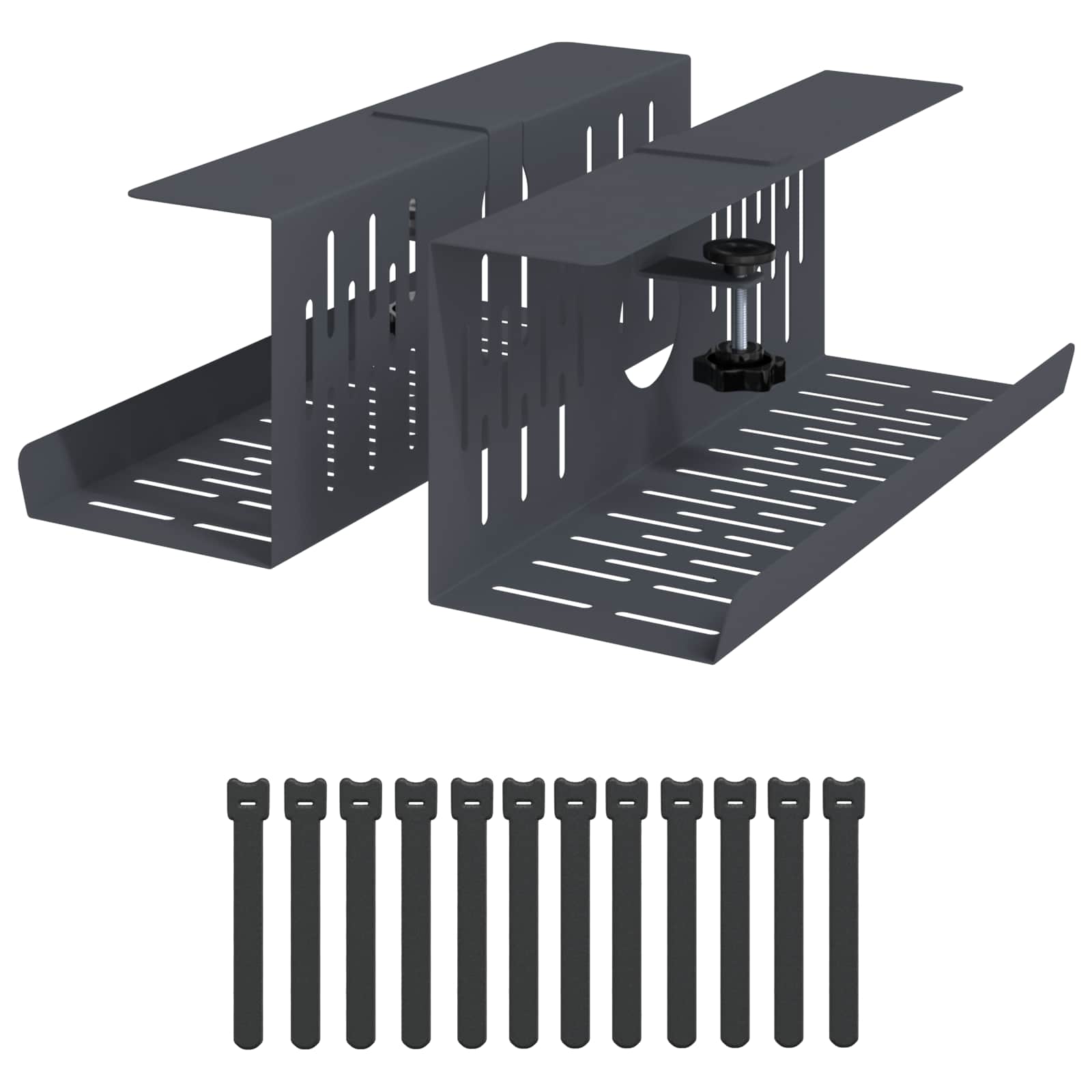 vidaXL Under Desk Cable Management Tray 2 pcs Anthracite 2