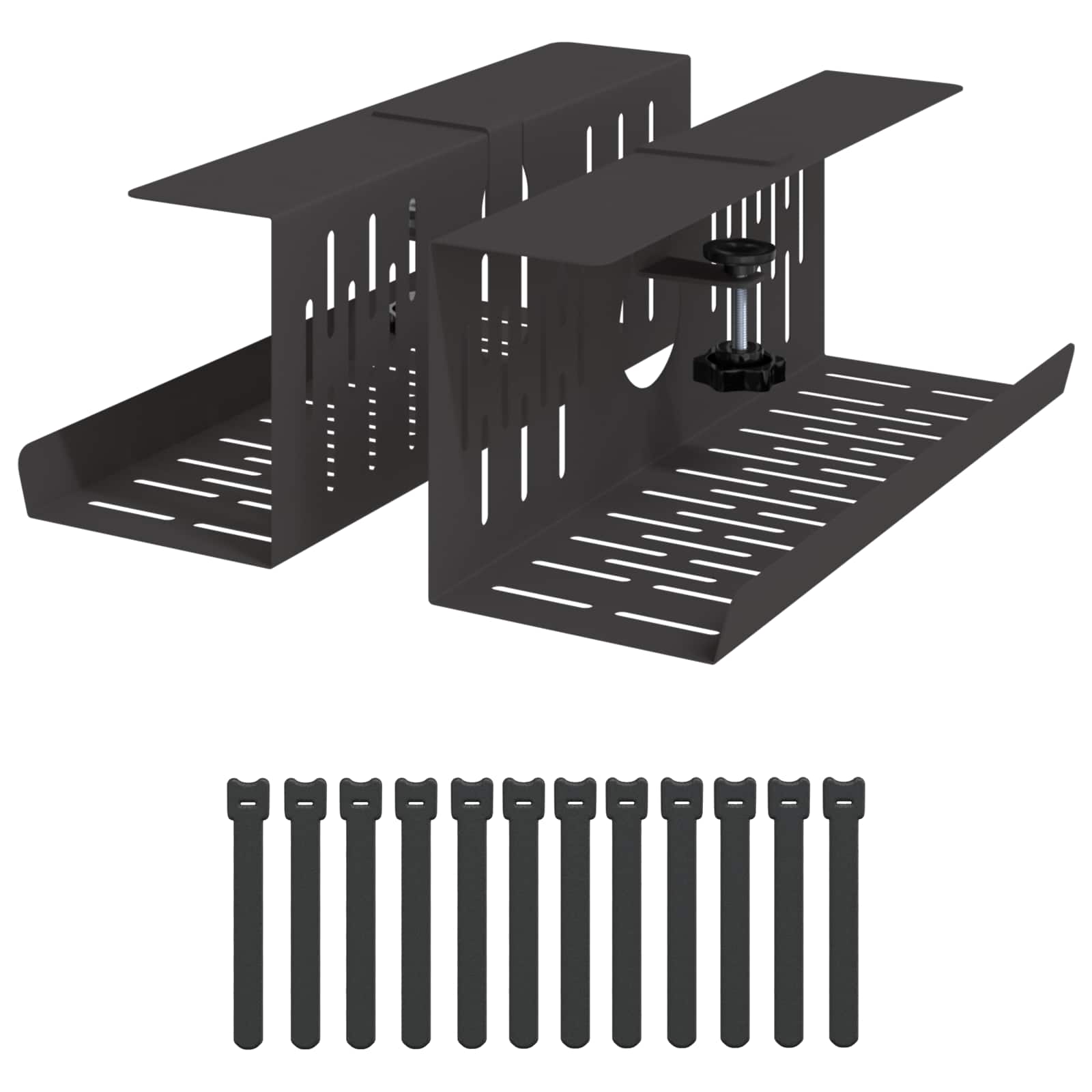 vidaXL Under Desk Cable Management Tray 2 pcs Black 35 x 12 x 13 cm 2