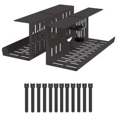 vidaXL Under Desk Cable Management Tray 2 pcs Black 35 x 12 x 13 cm 2