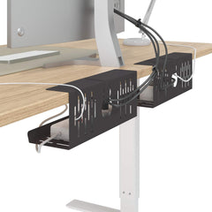 vidaXL Under Desk Cable Management Tray 2 pcs Black 35 x 12 x 13 cm 3
