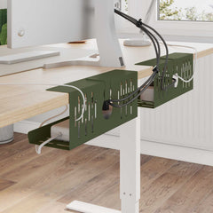 vidaXL Under Desk Cable Management Tray 2 pcs Olive Green 1