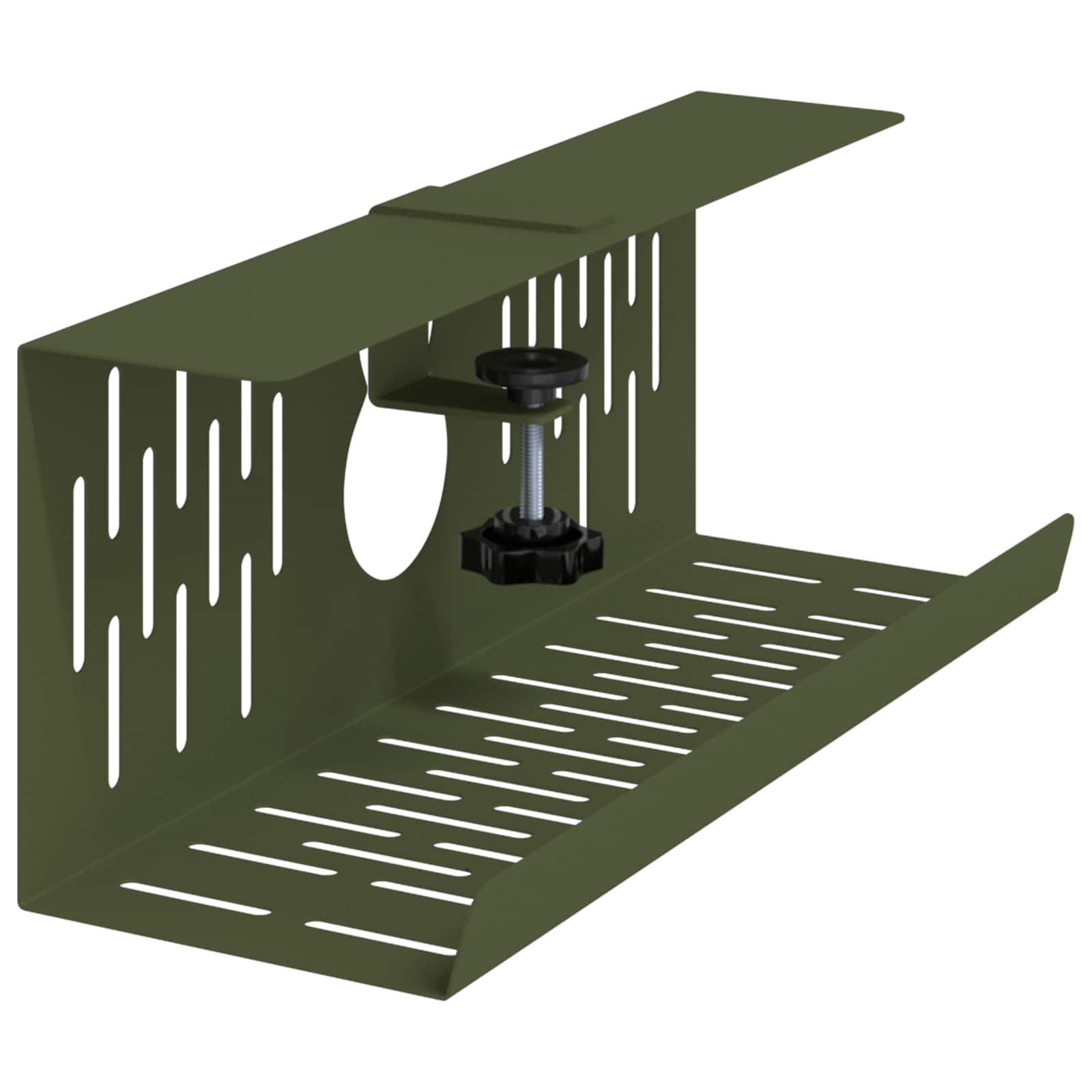 vidaXL Under Desk Cable Management Tray 2 pcs Olive Green 4