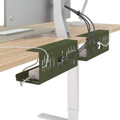 vidaXL Under Desk Cable Management Tray 2 pcs Olive Green 3