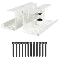 vidaXL Under Desk Cable Management Tray 2 pcs White 35 x 12 x 13 cm 2