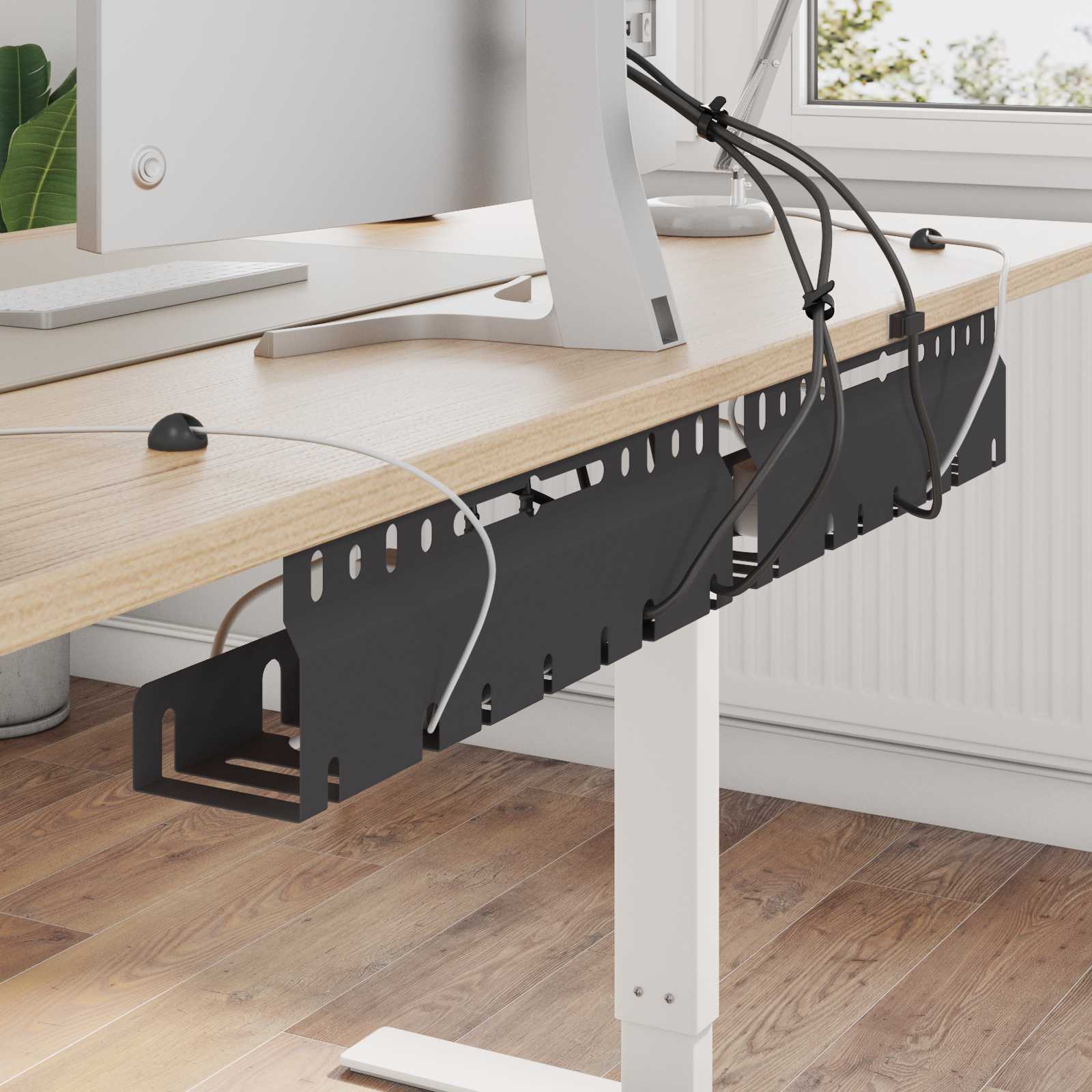 vidaXL Under Desk Cable Management Tray 2 pcs Black 43 x 9 x 11.5 cm 1
