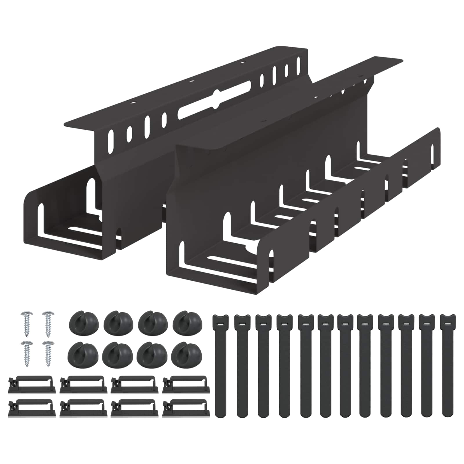 vidaXL Under Desk Cable Management Tray 2 pcs Black 43 x 9 x 11.5 cm 2