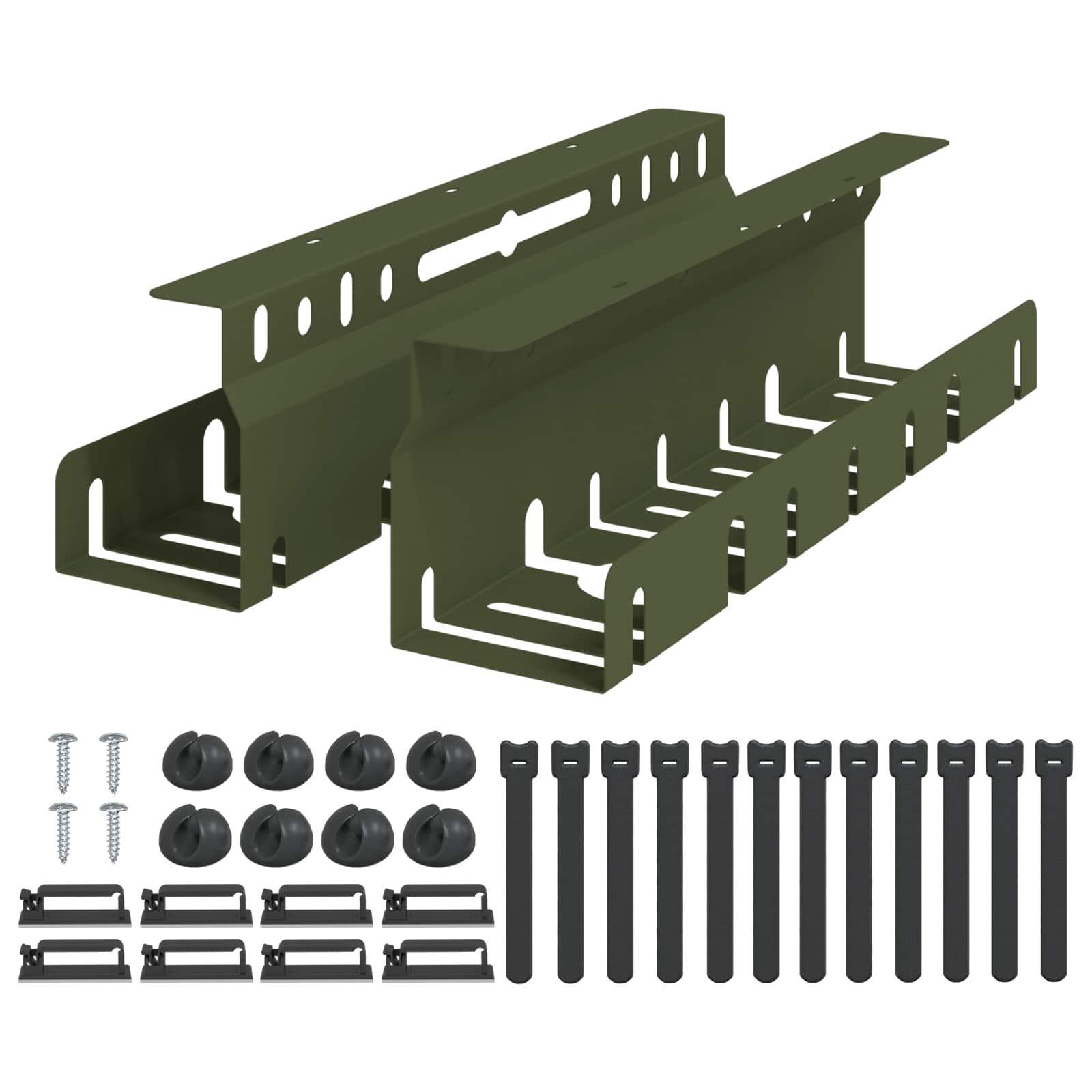 vidaXL Under Desk Cable Management Tray 2 pcs Olive Green 2