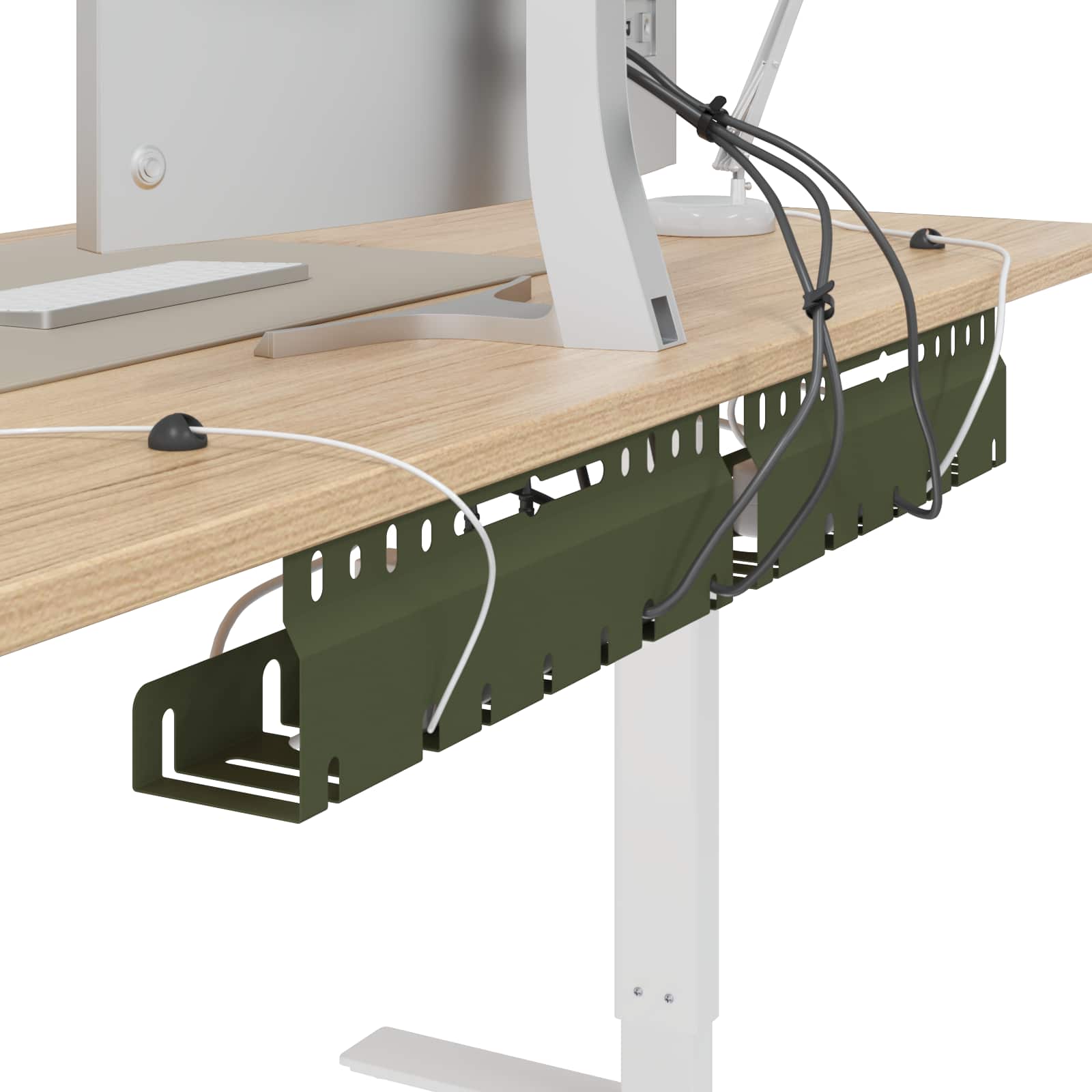 vidaXL Under Desk Cable Management Tray 2 pcs Olive Green 3