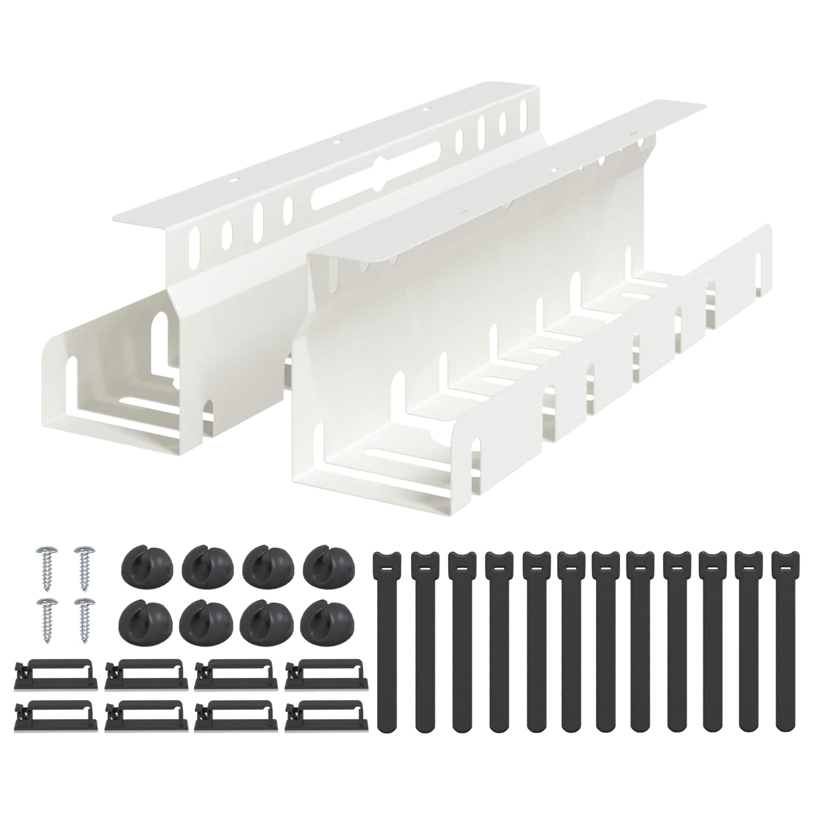 vidaXL Under Desk Cable Management Tray 2 pcs White 43 x 9 x 11.5 cm 2