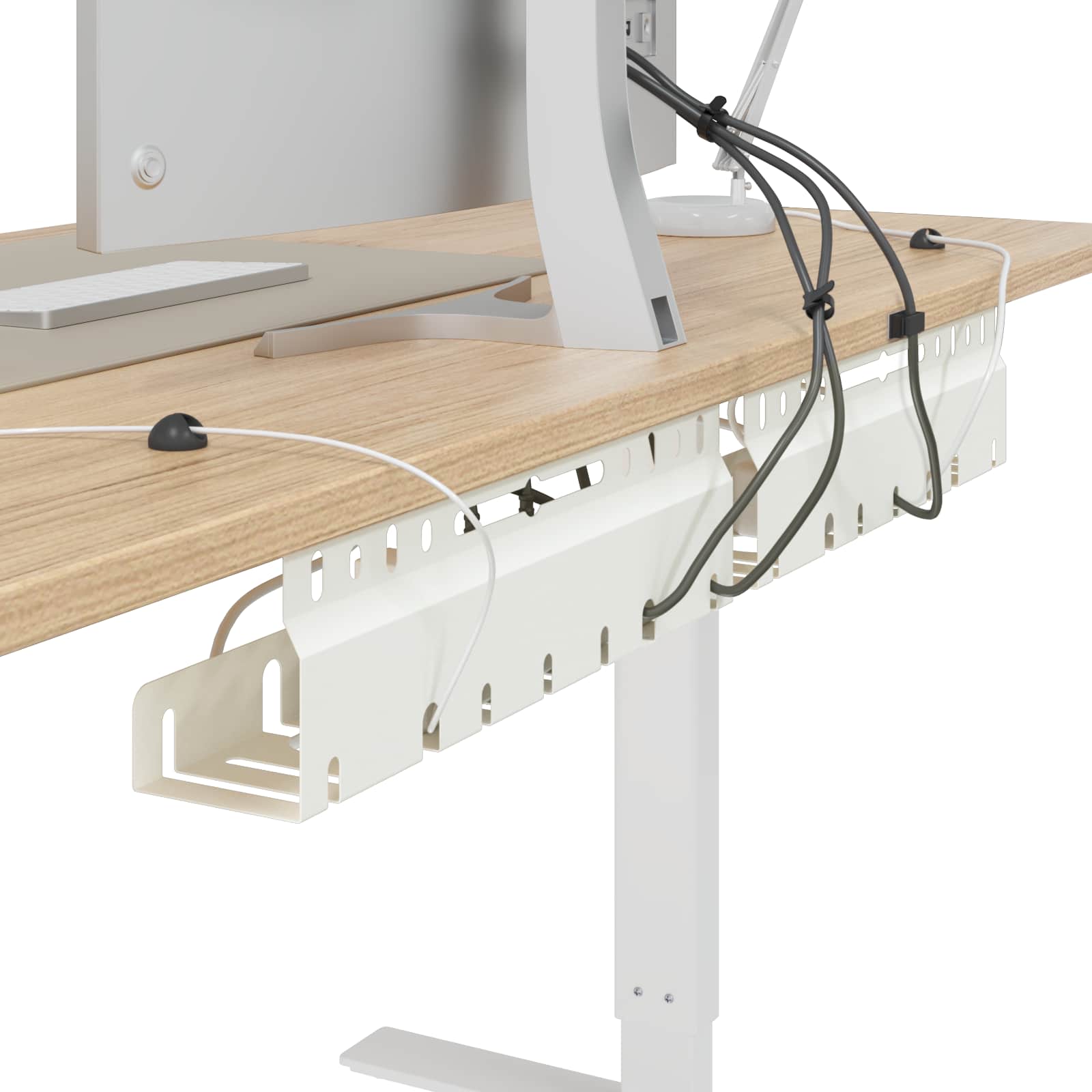 vidaXL Under Desk Cable Management Tray 2 pcs White 43 x 9 x 11.5 cm 3