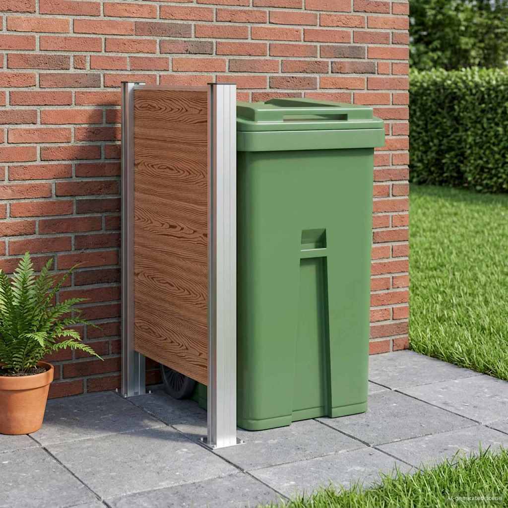 Garbage Bin Fence 85 x 85 x 115 cm Aluminium and WPC Brown 85 cm I shape