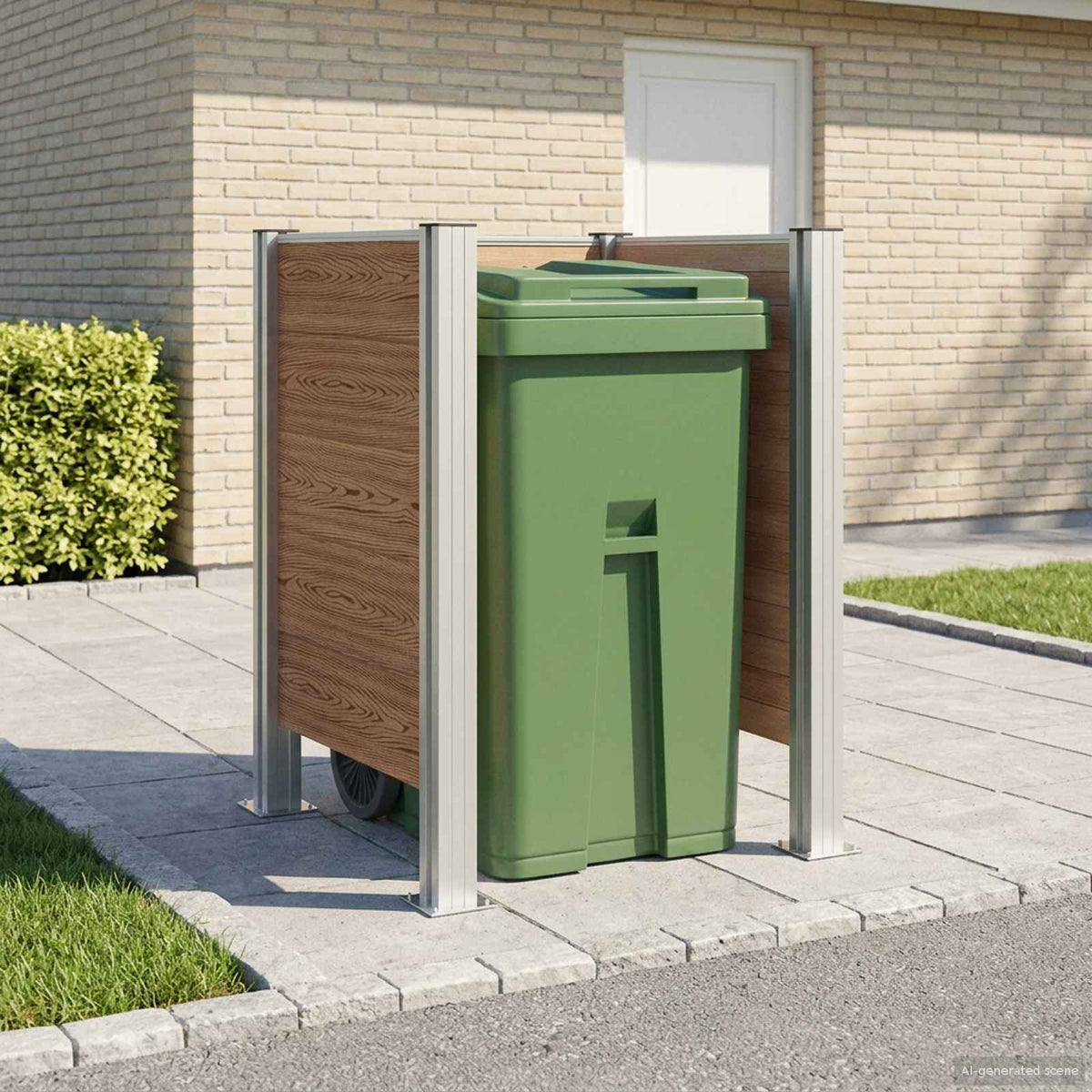 Garbage Bin Fence 85 x 85 x 115 cm Aluminium and WPC Brown 85 cm U shape