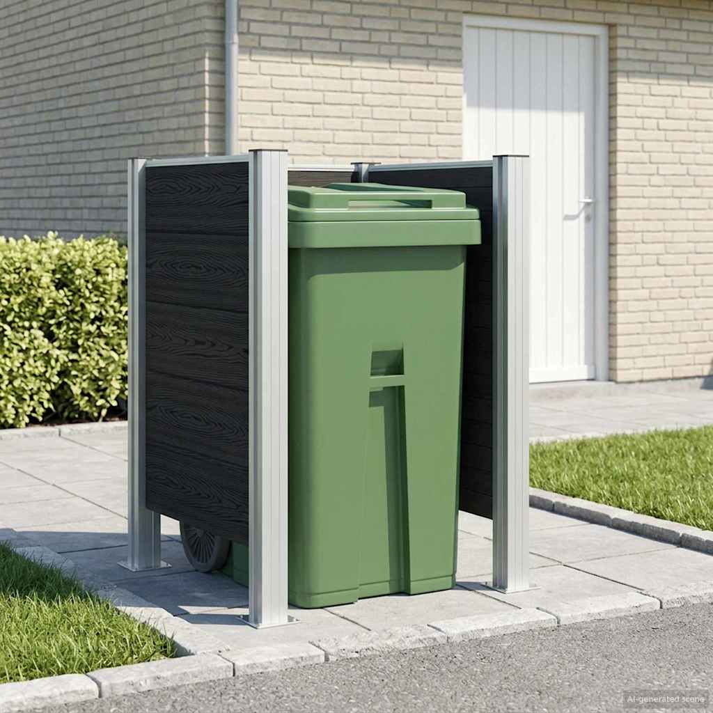 Garbage Bin Fence 85 x 85 x 115 cm Aluminium and WPC Grey 85 cm U shape