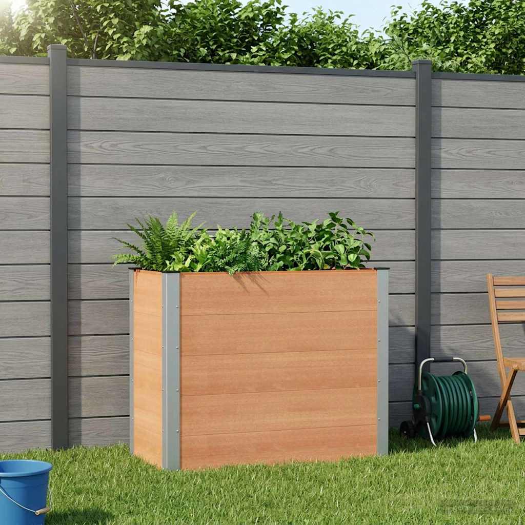 Garden Raised Bed WPC and Aluminium Brown Depth 50 cm 100 cm 91 cm
