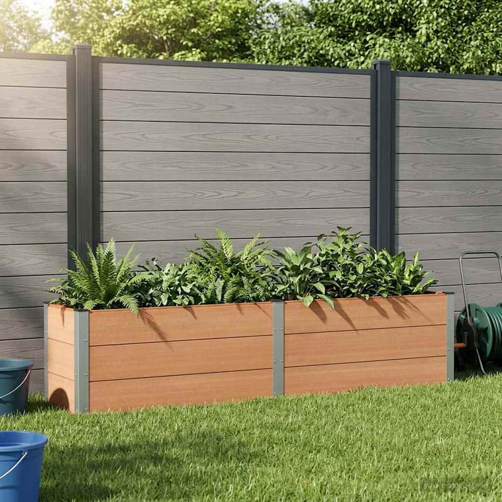 Garden Raised Bed WPC and Aluminium Brown Depth 50 cm 250 cm 54 cm