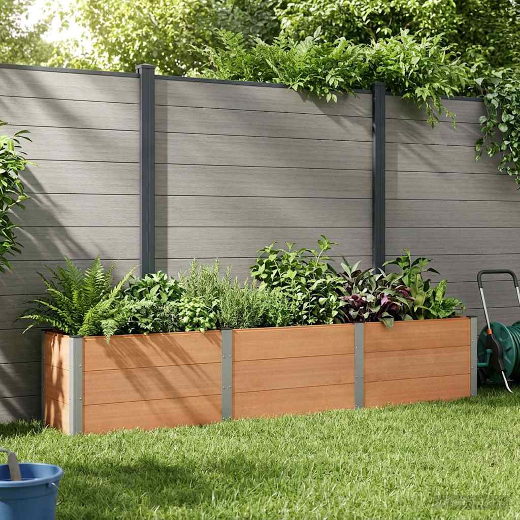 Garden Raised Bed WPC and Aluminium Brown Depth 50 cm 300 cm 54 cm