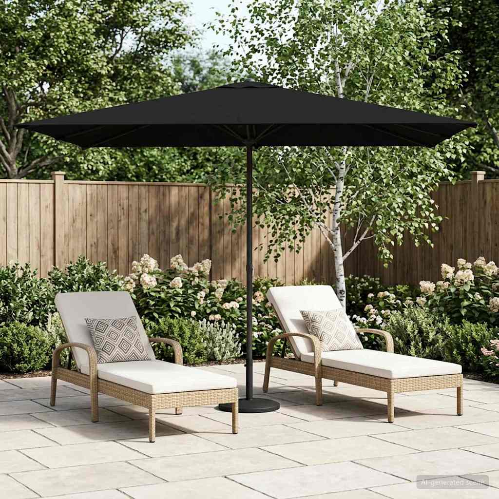 Garden Parasol Rectangular Polyester without Base Drop 3 m Black 2 m