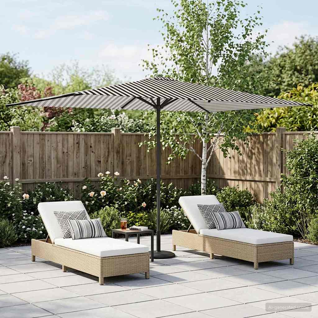 Garden Parasol Rectangular Polyester without Base Drop 3 m Black and white 2 m