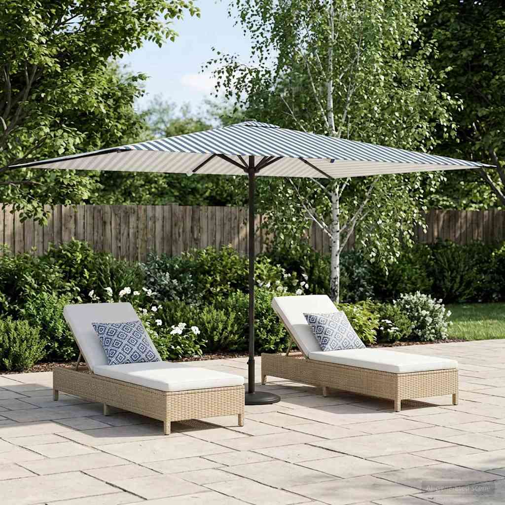 Garden Parasol Rectangular Polyester without Base Drop 3 m Blue and white 2 m