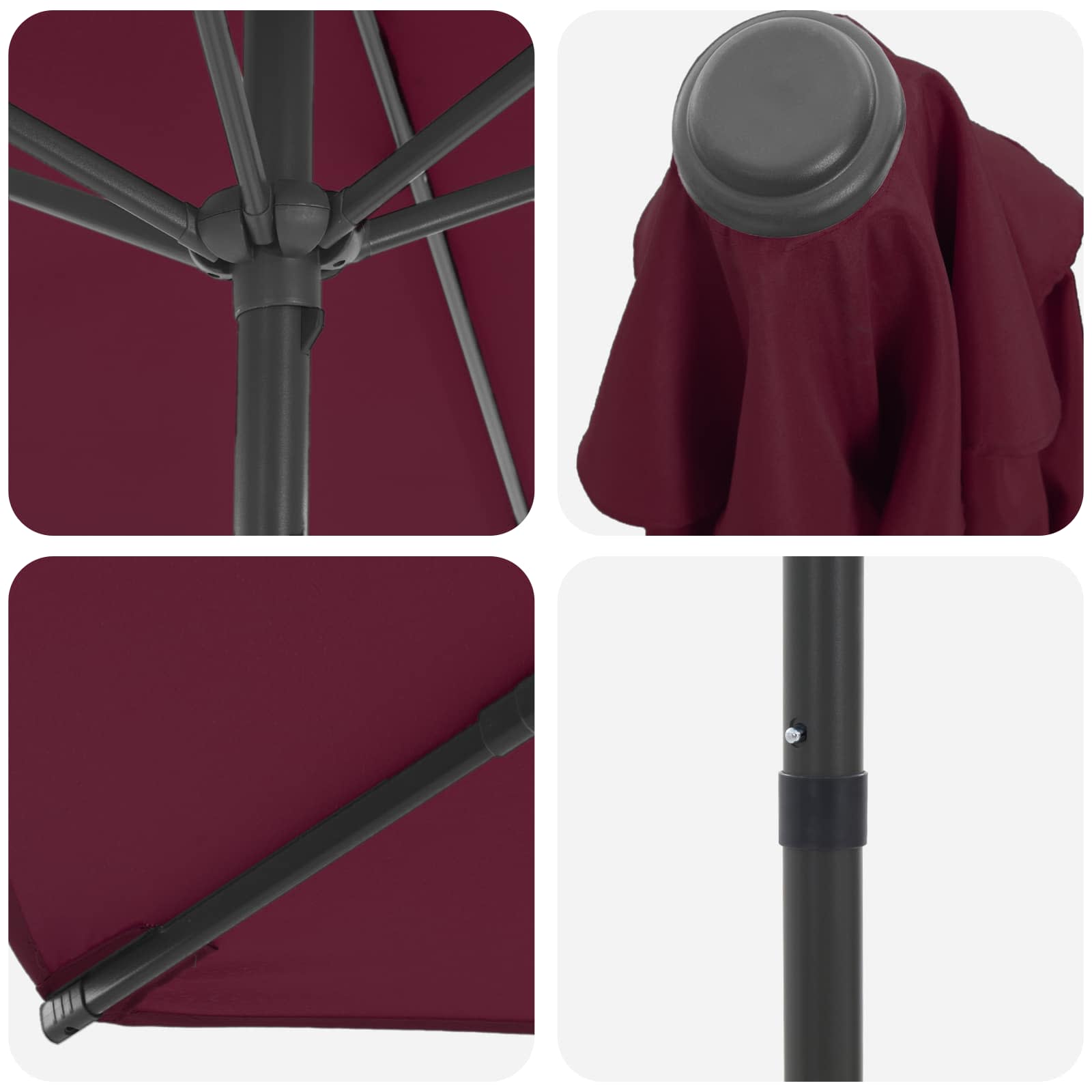 vidaXL Garden Parasol 230 x 230 cm Polyester Rectangular Bordeaux Red 5